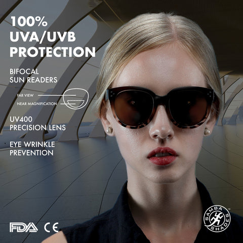 Bi-Focal Sun Readers Oversize Round Audrey Hepburn Sunglasses Matte Dark Brown-Samba Shades