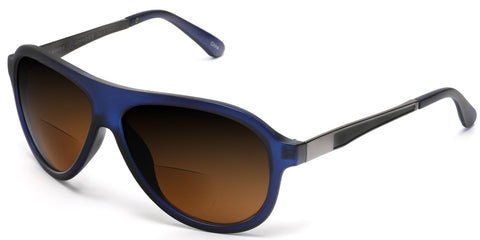 Bi-Focal Sun Readers Pilot Military Cool Factor Sunshade Sunglasses Matte Blue-Samba Shades