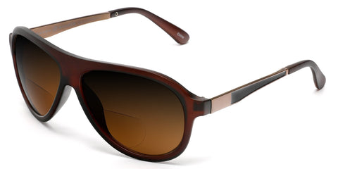 Bi-Focal Sun Readers Pilot Military Cool Factor Sunshade Sunglasses Matte Brown-Samba Shades