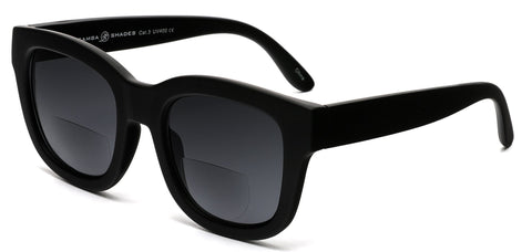 Bi-Focal Sun Readers Round Horn Rimmed Marlene Dietrich Sunglasses Matte Black-Samba Shades
