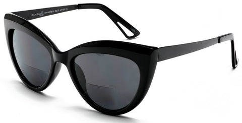 Bi-Focal SunReaders Fashion Cat Eye Sunglasses Oversized Women's CatEye Glasses Black