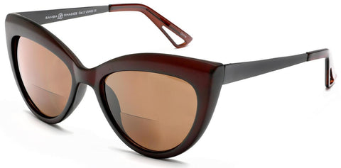 Bi-Focal SunReaders Fashion Cat Eye Sunglasses Oversized Women's CatEye Glasses Brown