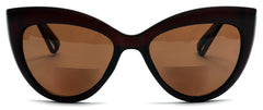  Bi-Focal SunReaders Fashion Cat Eye Sunglasses Oversized Women's CatEye Glasses Brown