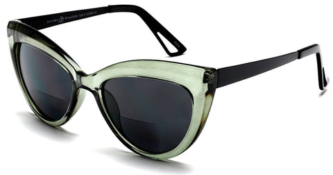 Bi-Focal SunReaders Fashion Cat Eye Sunglasses Oversized Women's CatEye Glasses Green