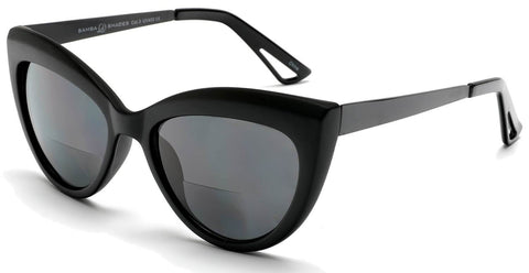 Bi-Focal SunReaders Fashion Cat Eye Sunglasses Oversized Women's CatEye Glasses Matte Black