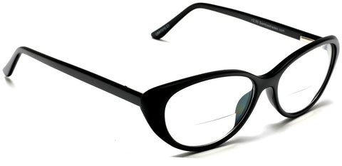 Black Voyage Samba Shades Bi-Focal Black Cat Eye Readers Magnification Glasses