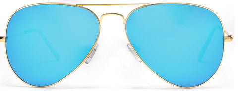 Chuck and Amy Classic Stainless and Glass Lens Pilot Military Sunglasses Gold-Samba Shades