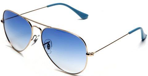 Classic Pilot Military Sunglasses Gold Frame Blue Lens - Glen & Ivy Sky Inspired-Samba Shades