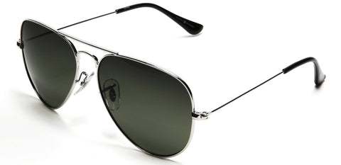 Classic Pilot Military Sunglasses Silver Frame Green Lens - Glen & Ivy Sky Inspired-Samba Shades