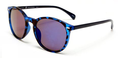 Florence Round Horn Rimmed Sunglasses Blue Black-Samba Shades