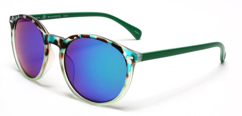 Florence Round Horn Rimmed Sunglasses Brown Blue-Samba Shades