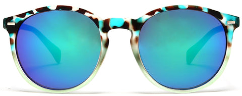 Florence Round Horn Rimmed Sunglasses Brown Blue-Samba Shades