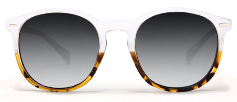 Florence Round Horn Rimmed Sunglasses White Yellow-Samba Shades