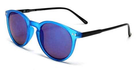Liz and Rick Round Vintage Horn Rimmed Sunglasses Blue-Samba Shades