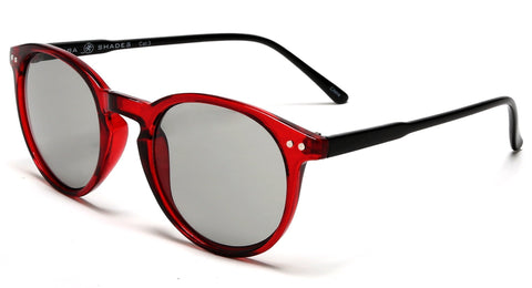 Liz and Rick Round Vintage Horn Rimmed Sunglasses Red-Samba Shades