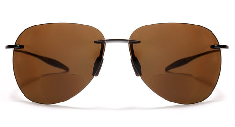Maui Sports Pilot Military Bi-Focal Sun Readers Sunglasses Ultra Flex TR90 Brown-Samba Shades