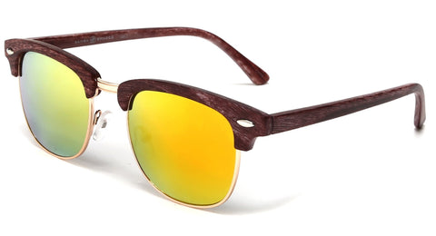 New York Classic Horn Rimmed Vintage Sunglasses Wood Brown-Samba Shades