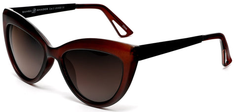 Polarized Classic Modern Marilyn Cat Eye Sunglasses Horn Rimmed Brown-Samba Shades