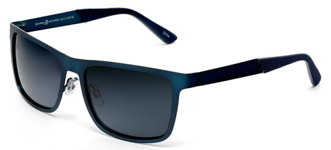 Polarized Classic Sunglasses Razor Thin Brushed Metal Stainless Steel Blue-Samba Shades