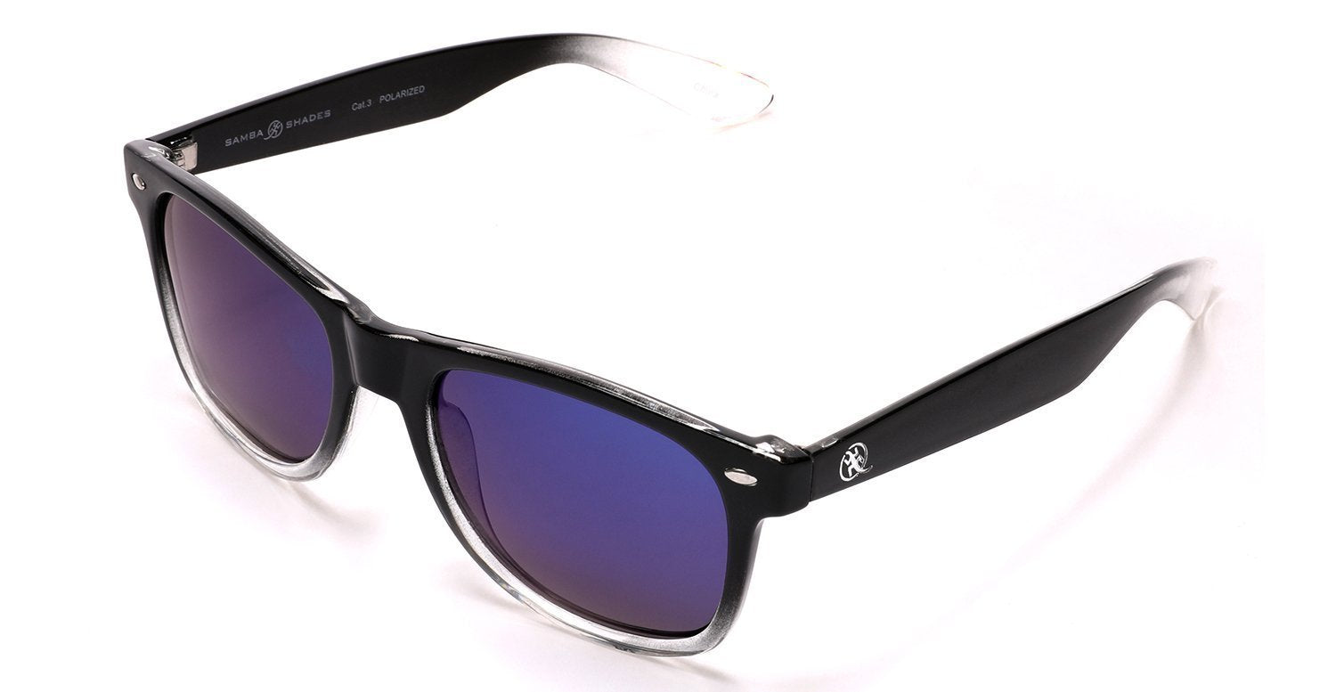 Polarized Modern Venice Horn Rimmed Sunglasses - Black Blue-Samba Shades