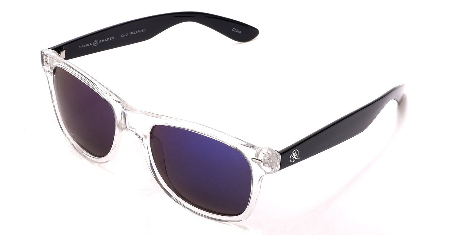 Polarized Modern Venice Horn Rimmed Sunglasses - Clear Blue-Samba Shades