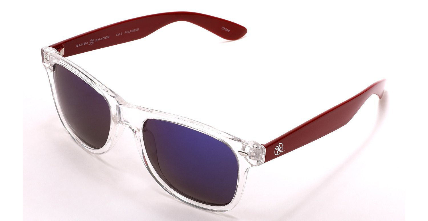 Polarized Modern Venice Horn Rimmed Sunglasses - Clear Red Blue-Samba Shades