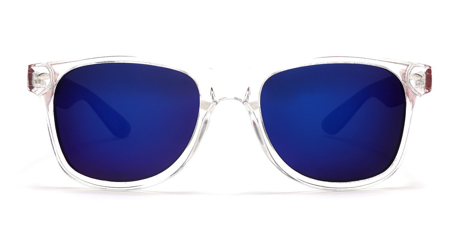 Polarized Modern Venice Horn Rimmed Sunglasses - Clear Red Blue-Samba Shades