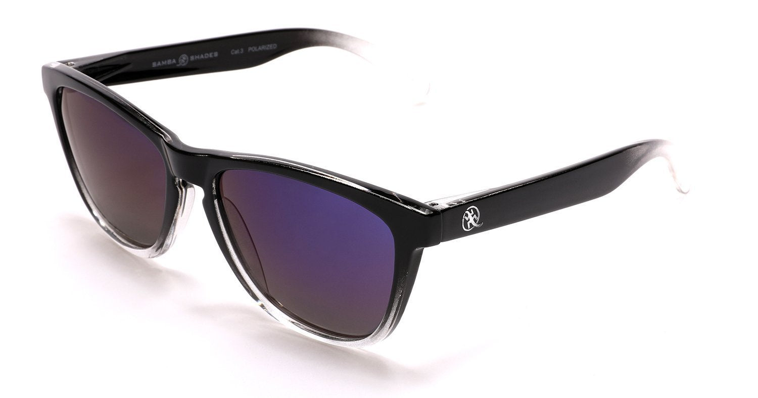 Polarized New Cool Factor Horn Rimmed Sunglasses - Black Blue-Samba Shades