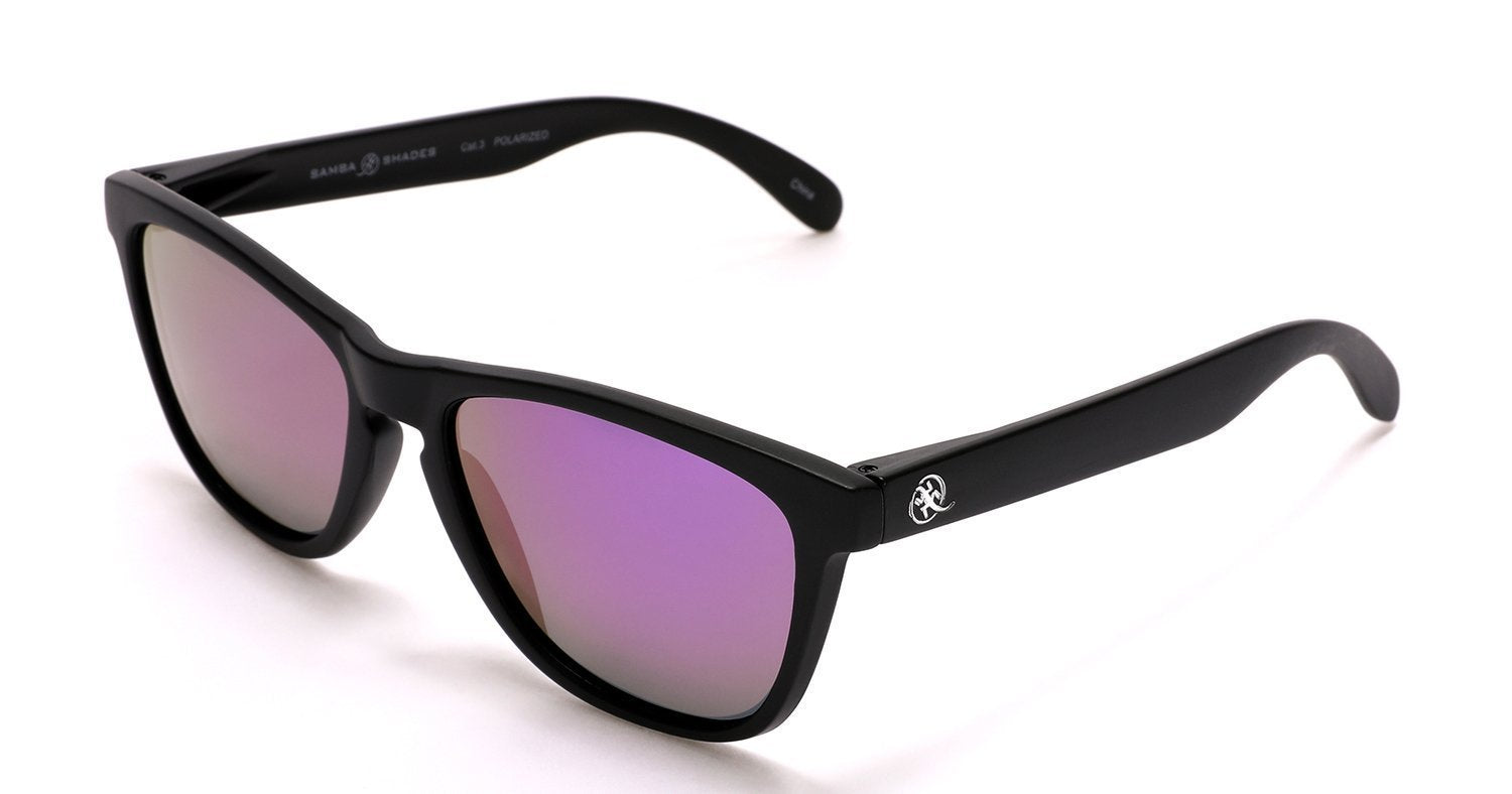 Polarized New Cool Factor Horn Rimmed Sunglasses - Black/Purple-Samba Shades