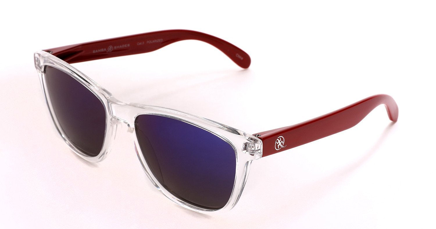 Polarized New Cool Factor Horn Rimmed Sunglasses - Clear Red Blue-Samba Shades