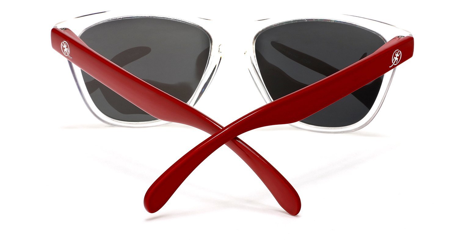 Polarized New Cool Factor Horn Rimmed Sunglasses - Clear Red Blue-Samba Shades