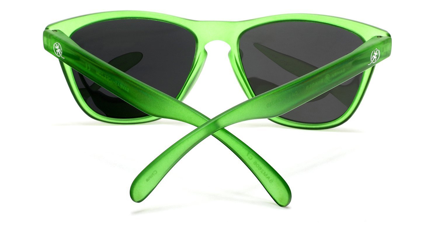 Polarized New Cool Factor Horn Rimmed Sunglasses - Green Blue-Samba Shades