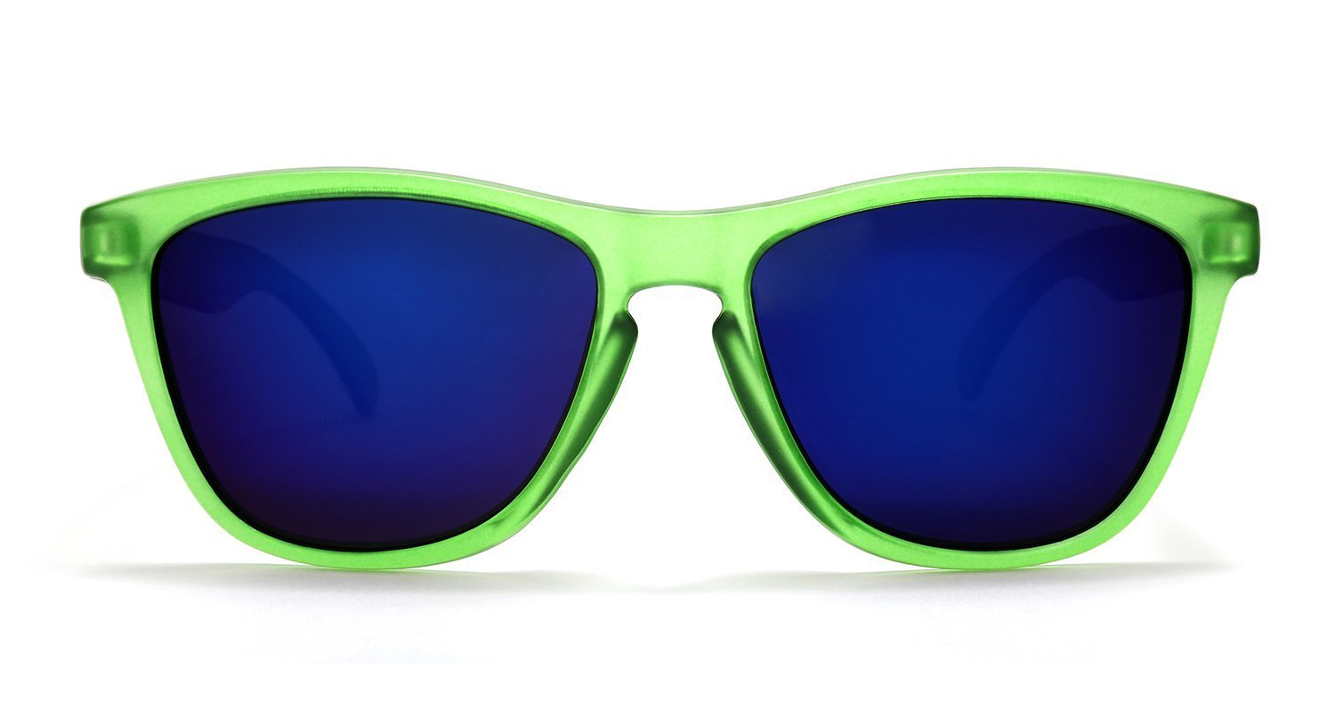 Polarized New Cool Factor Horn Rimmed Sunglasses - Green Blue-Samba Shades