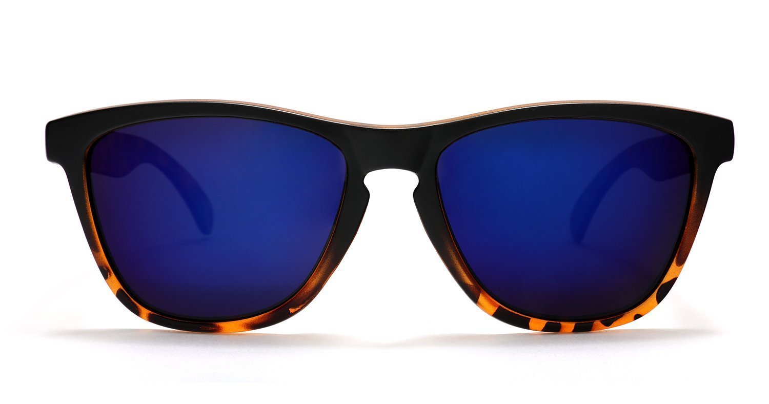 Polarized New Cool Factor Horn Rimmed Sunglasses - Tortoise Black Blue-Samba Shades