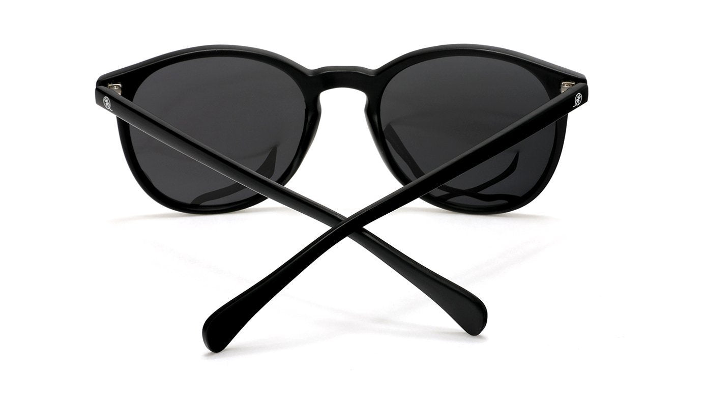 Polarized Round Verona Horn Rimmed Sunglasses - Black Blue-Samba Shades