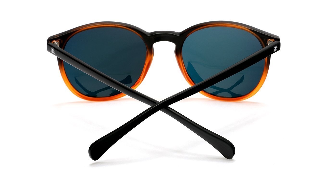 Polarized Round Verona Horn Rimmed Sunglasses - Black Orange-Samba Shades