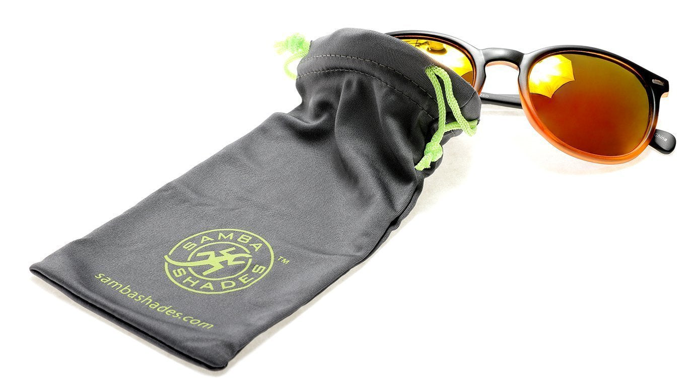 Polarized Round Verona Horn Rimmed Sunglasses - Black Orange-Samba Shades