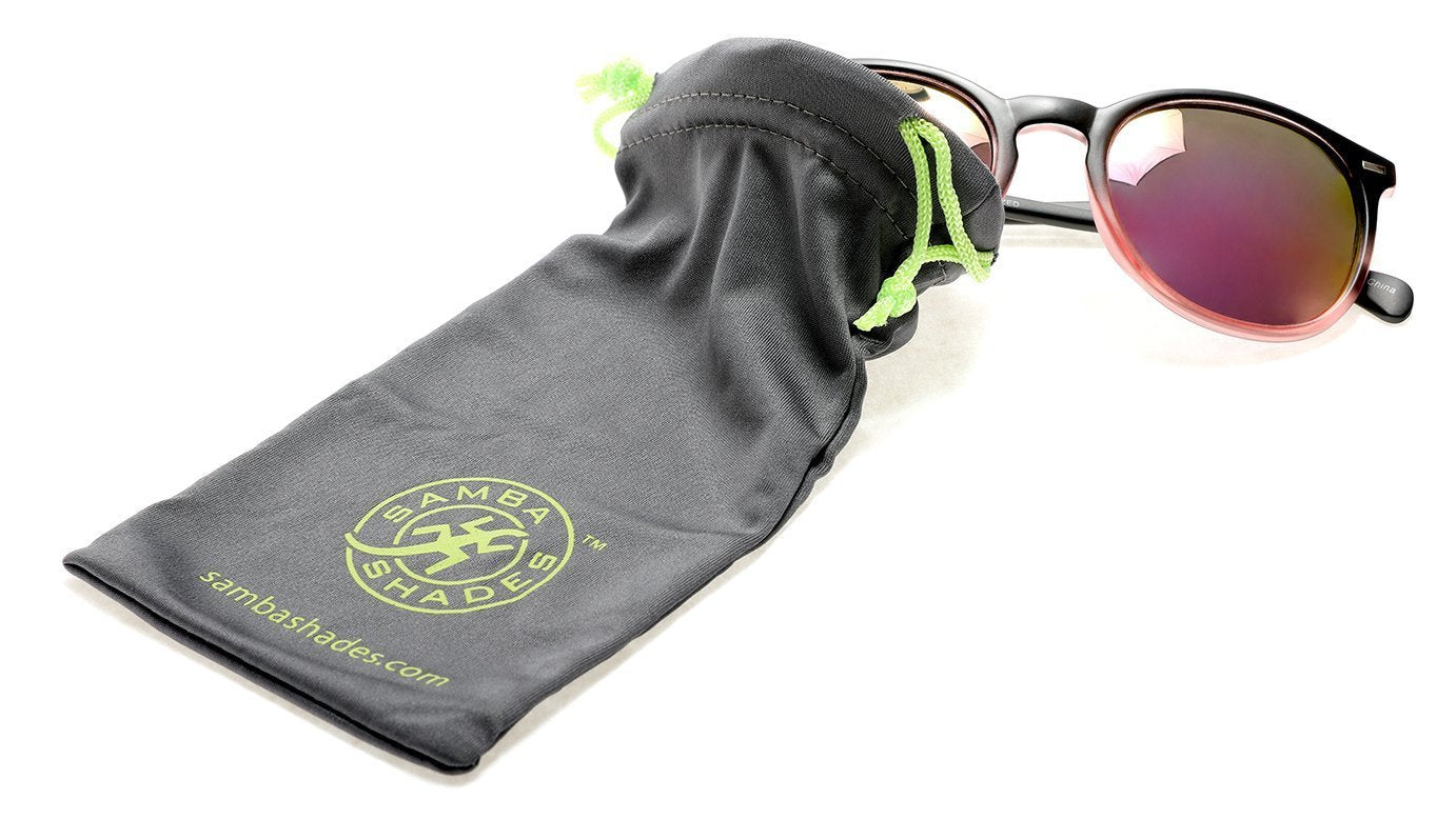 Polarized Round Verona Horn Rimmed Sunglasses - Black Pink Gold-Samba Shades