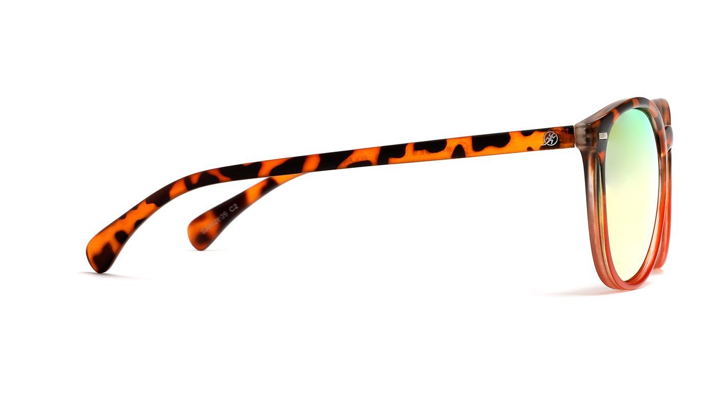 Polarized Round Verona Horn Rimmed Sunglasses - Tortoise Gold Pink-Samba Shades