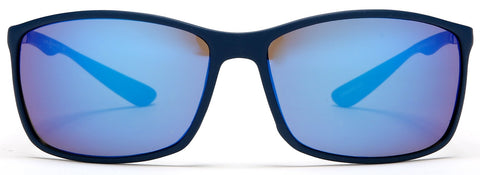 Sport Sunglasses Military Pilot Flex Blue Rubber With Blue Mirror Lens-Samba Shades