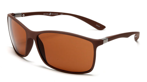 Square Sport Military Pilot Sunglasses With Flex Brown Rubber Frame-Samba Shades
