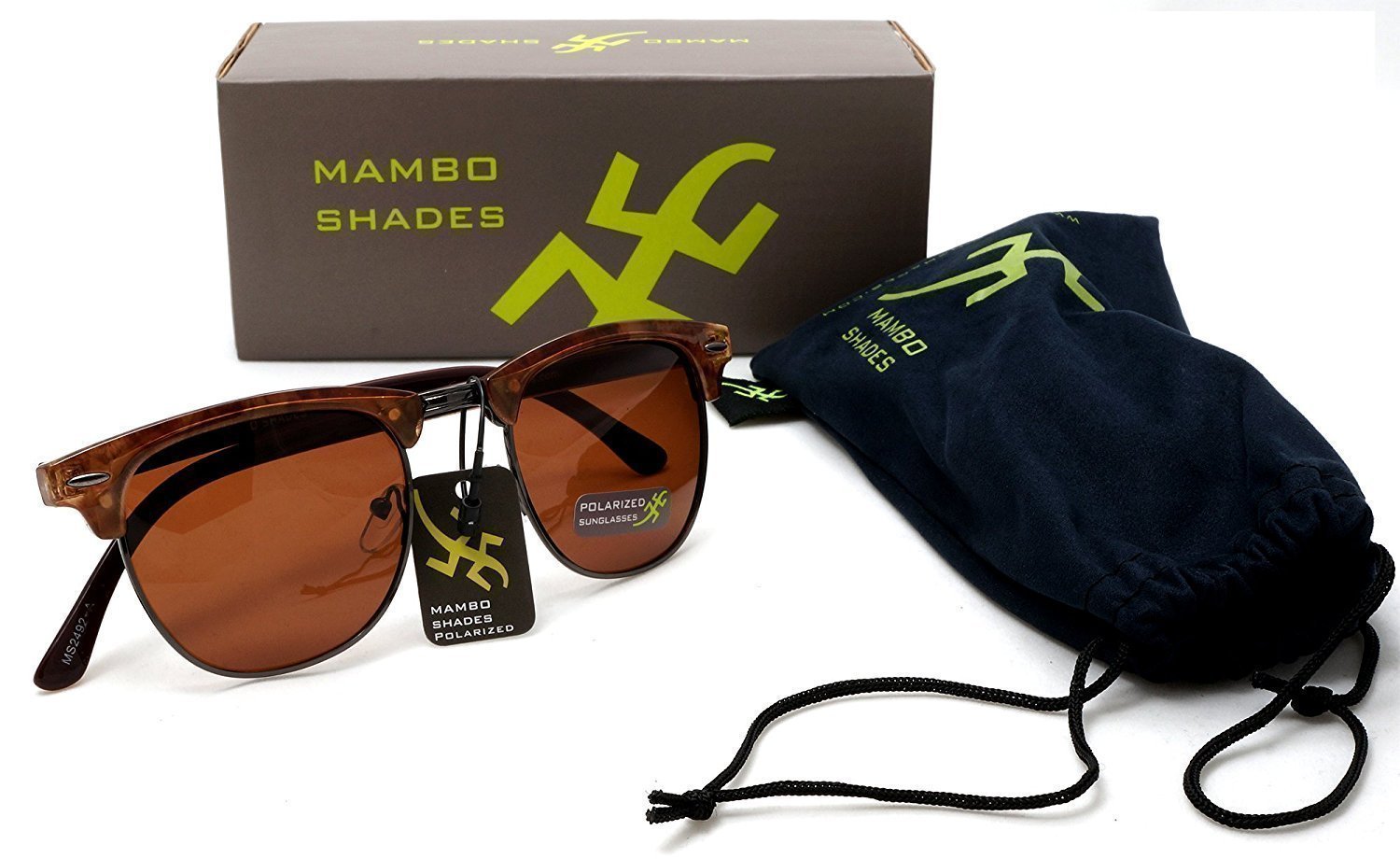 Unisex Classic Polarized Brow line Horn Rimmed Sunglasses - Vivien & Malcolm-Samba Shades