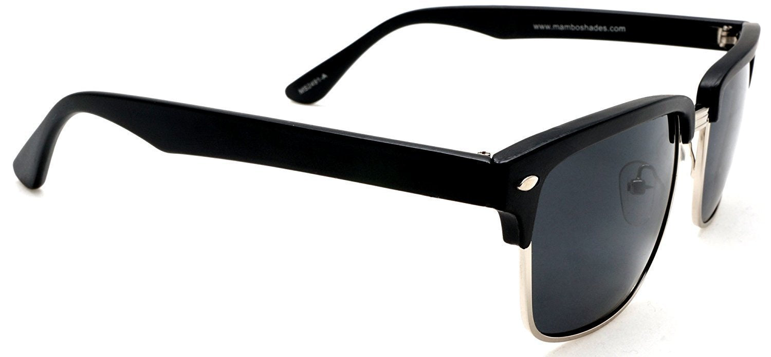Unisex Classic Polarized Brow line Horn Rimmed Sunglasses - Vivien & Malcolm Horn Rimmed - Black-Samba Shades