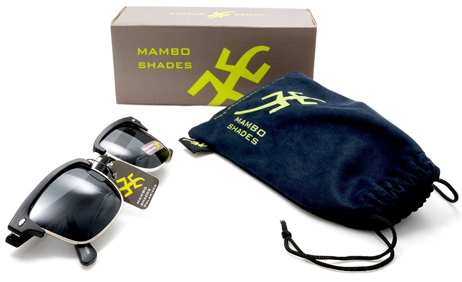 Unisex Classic Polarized Brow line Horn Rimmed Sunglasses - Vivien & Malcolm Horn Rimmed - Black-Samba Shades