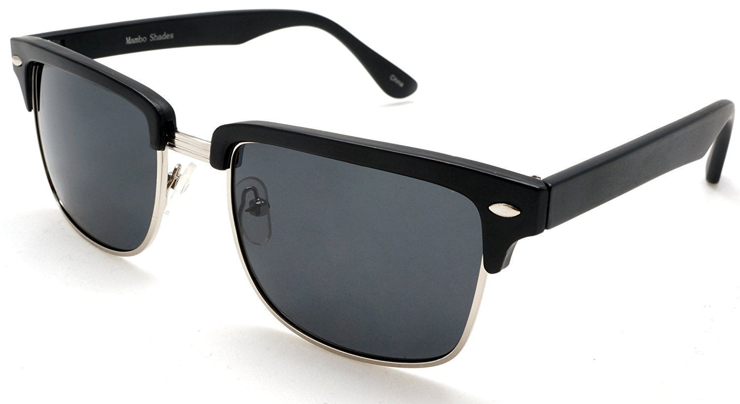 Unisex Classic Polarized Brow line Horn Rimmed Sunglasses - Vivien & Malcolm Horn Rimmed - Black-Samba Shades