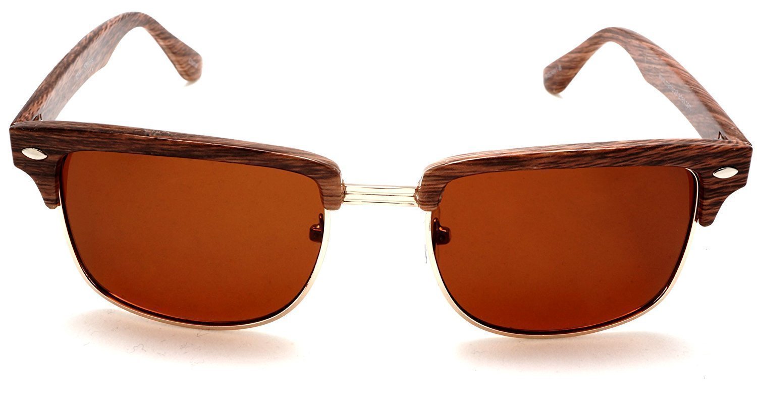 Unisex Classic Polarized Brow line Horn Rimmed Sunglasses - Vivien & Malcolm Horn Rimmed - Brown-Samba Shades