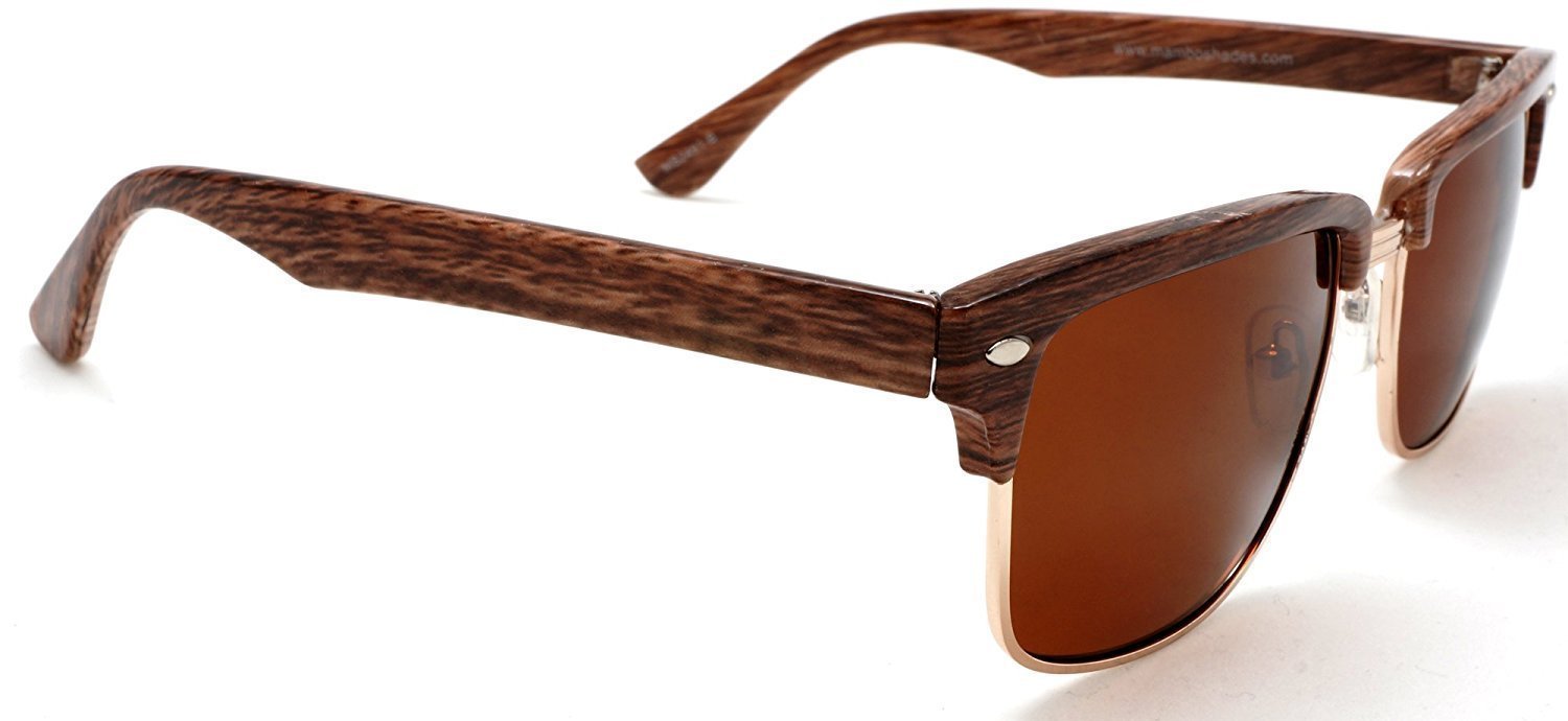 Unisex Classic Polarized Brow line Horn Rimmed Sunglasses - Vivien & Malcolm Horn Rimmed - Brown-Samba Shades