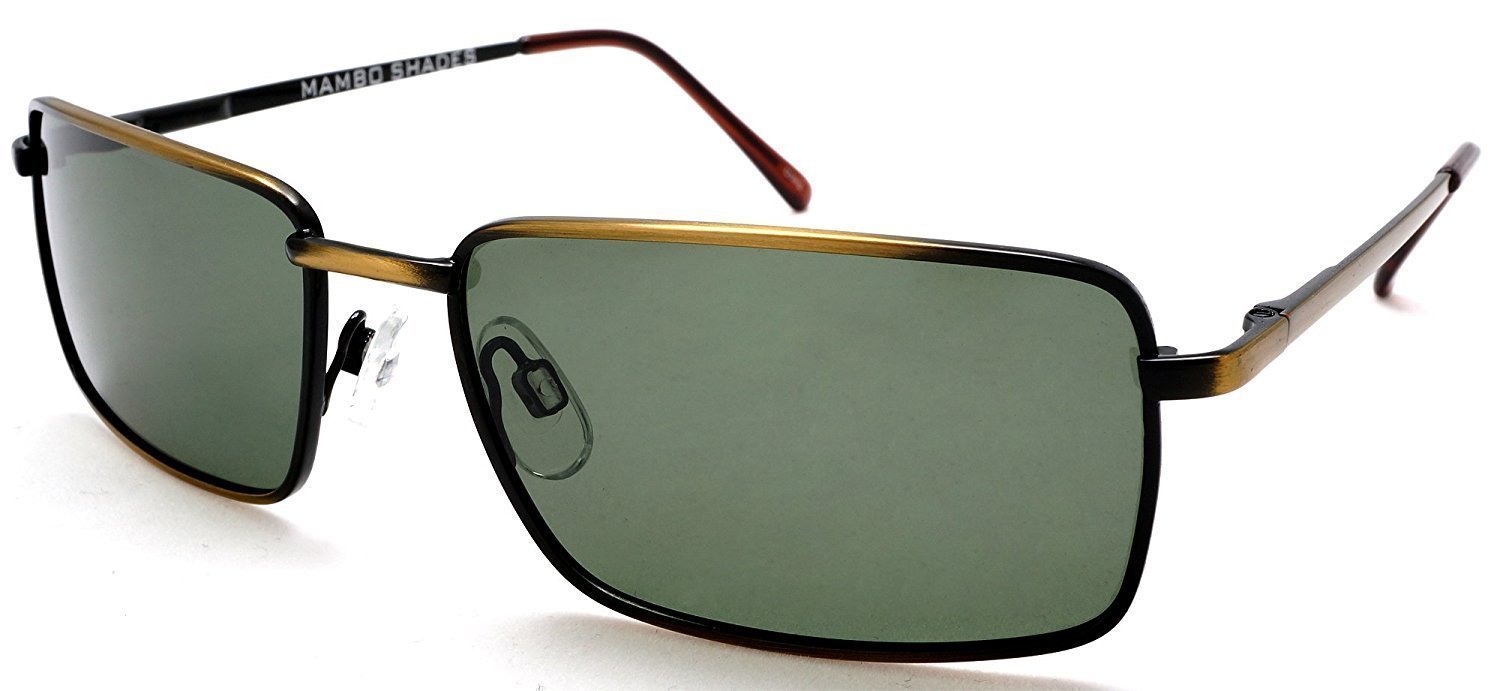 Unisex Retro Polarized Square Metal Wire Sunglasses - Sylvia & Sam With Spring Hinges - Brown-Samba Shades