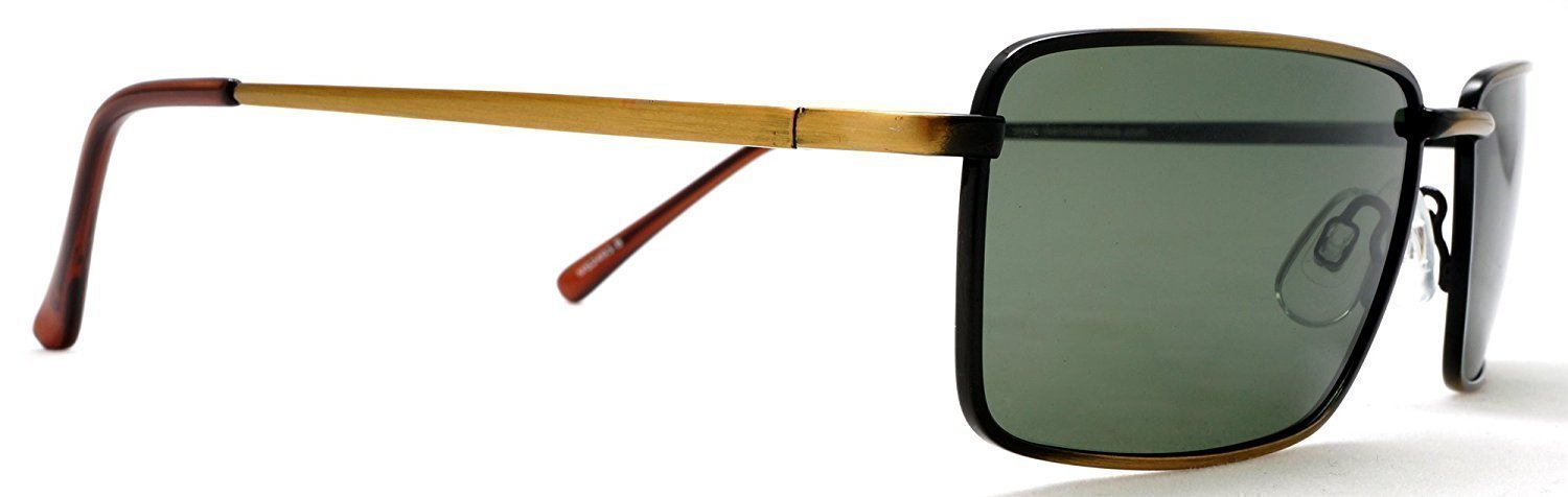 Unisex Retro Polarized Square Metal Wire Sunglasses - Sylvia & Sam With Spring Hinges - Brown-Samba Shades