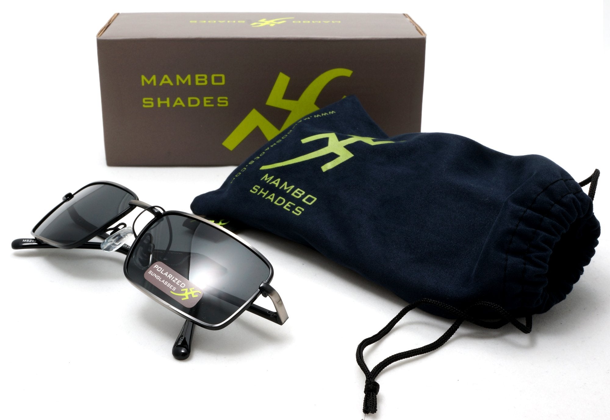 Unisex Retro Polarized Square Metal Wire Sunglasses - Sylvia & Sam With Spring Hinges - Grey-Samba Shades